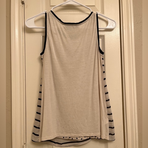 LOFT White Sheer Tank with Black Stripes- Size XXSP - Picture 3 of 7
